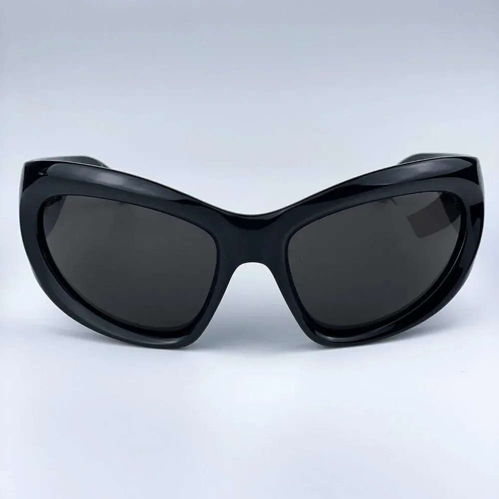 NEW Balenciaga BB0228S 001 Black Grey Wraparound Extreme Unisex Sunglasses
